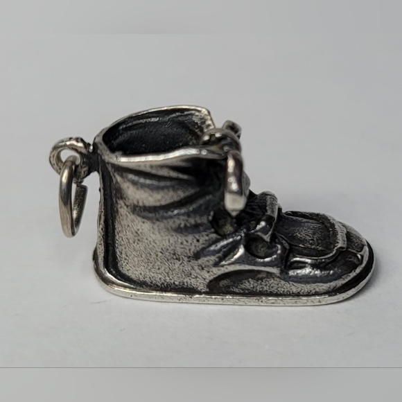 Baby Boot Shoe Engraved Sterling Silver Charm - Picture 5 of 5